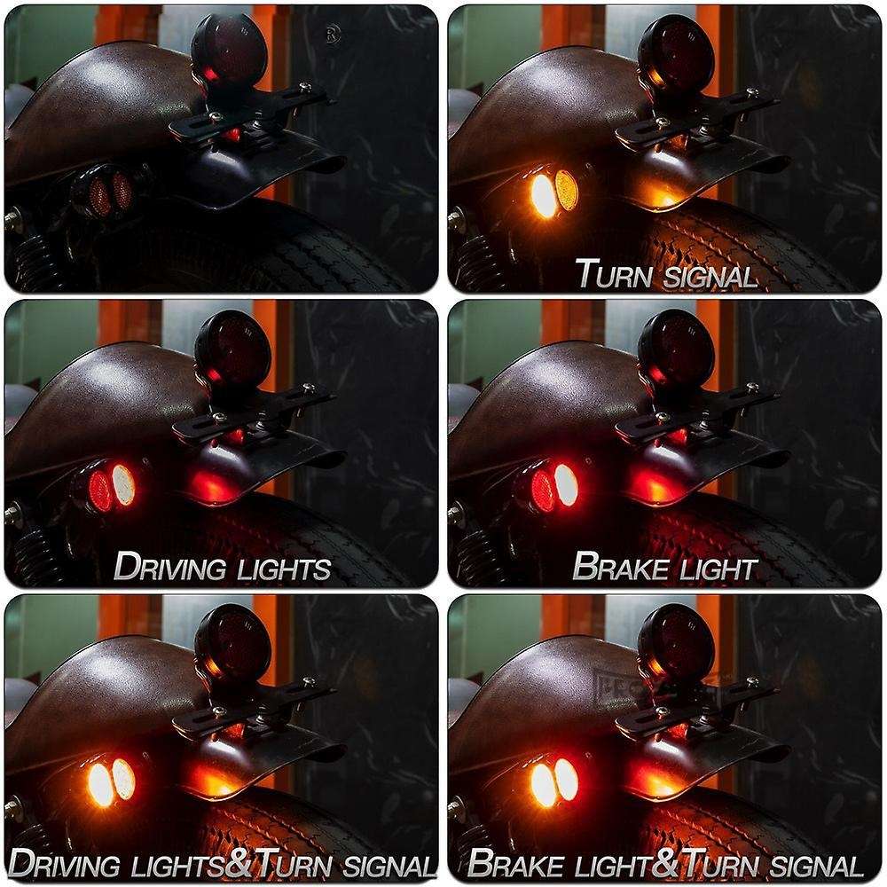 Motorcycle 3 Colour LED Turn Signals with Brake Tail Light Blinkers Turn Indicators for Chopper Cafe