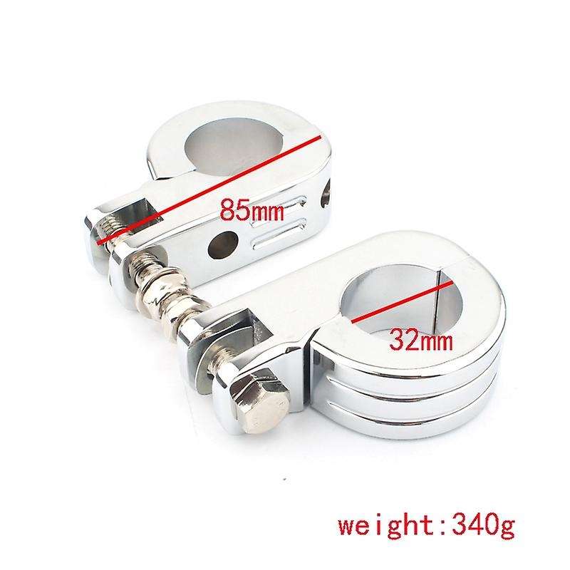 Motorcycle 32MM 1-1/4 inch 1.25 inch Engine Crash Bar Guard Highway Foot Peg Clamps Mounts Silver