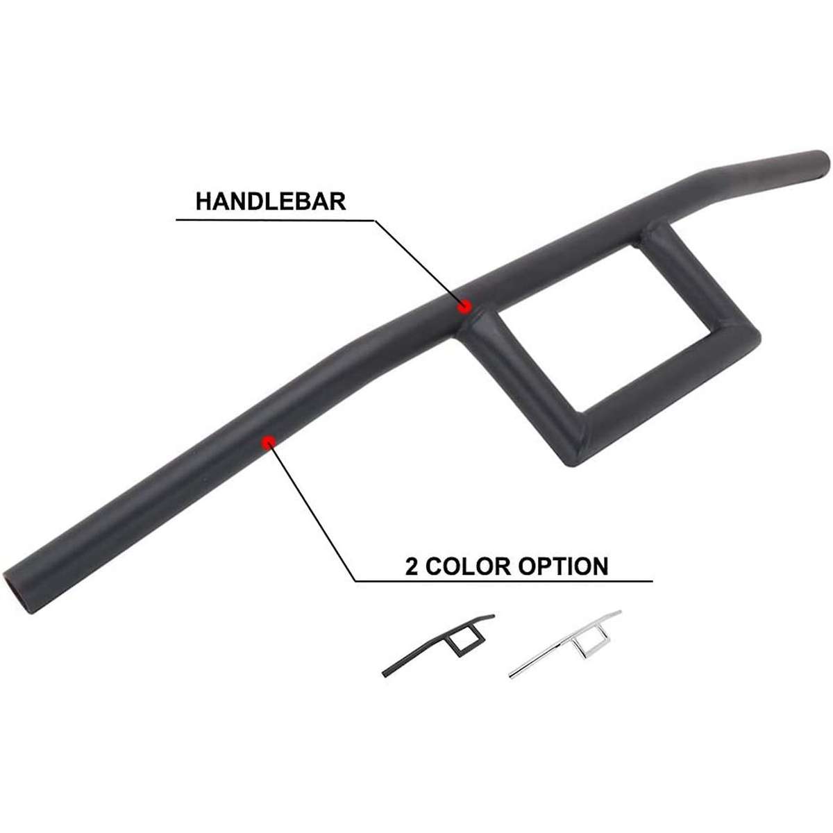 Motorcycle 7/8Inch Handlebar Cafe Box Window Attack Style Handlebars 22MM Universal for Cruiser Blac