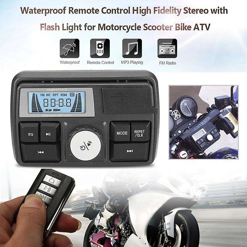Motorcycle Audio MP3 Radio Sound System Stereo Speakers Bluetooth Waterproof FM 5 EQ Functions LCD
