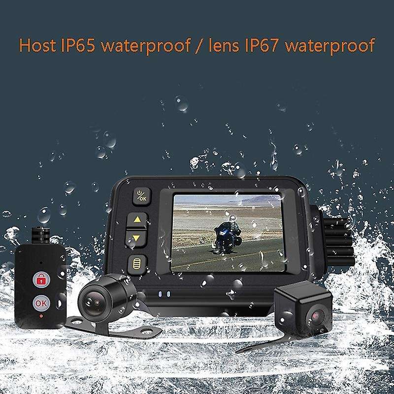 Motorcycle Camera DVR Waterproof Motorcycle Driving Recorder with IP67 Waterproof Front Rear Dual Le