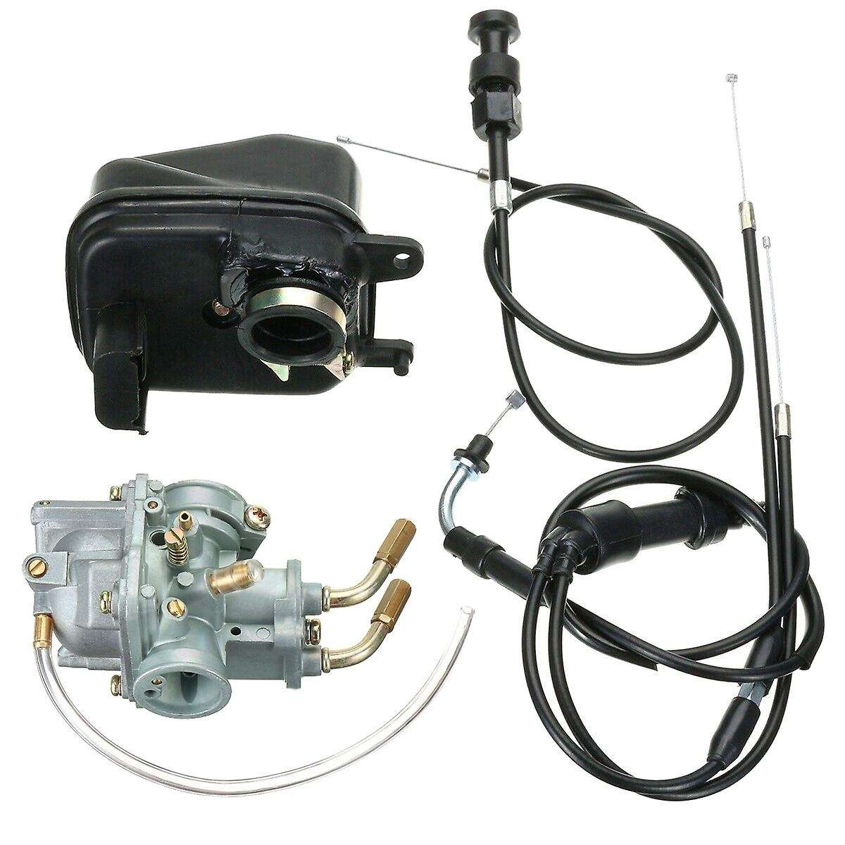 Motorcycle Carburetor with Air Filter Box Throttle Cable Accelerator Cable Set for Peewee PW50 PY50