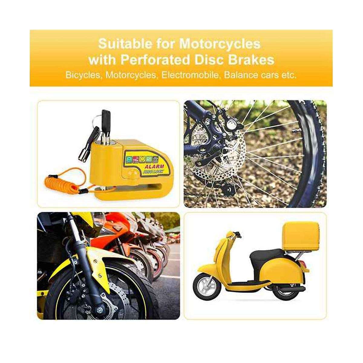 Motorcycle Disc Brake Lock Motorcycle Bike Scooter Security Lock Waterproof Alarm Sound with Remind