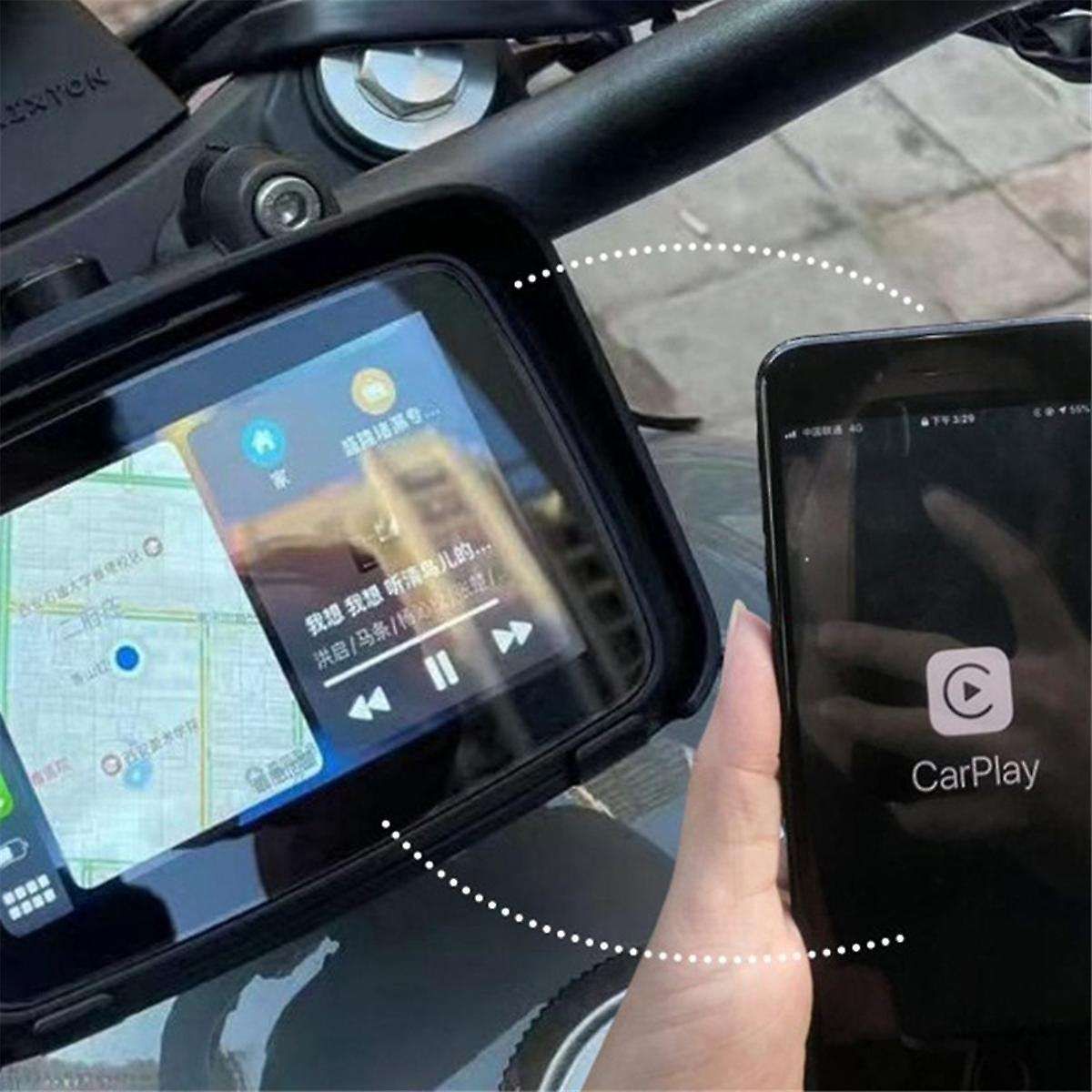 Motorcycle DVR Wireless Carplay Android Auto TPMS Dual HD 2K Cameras GPS 5-Inch WiFi Detection Loop