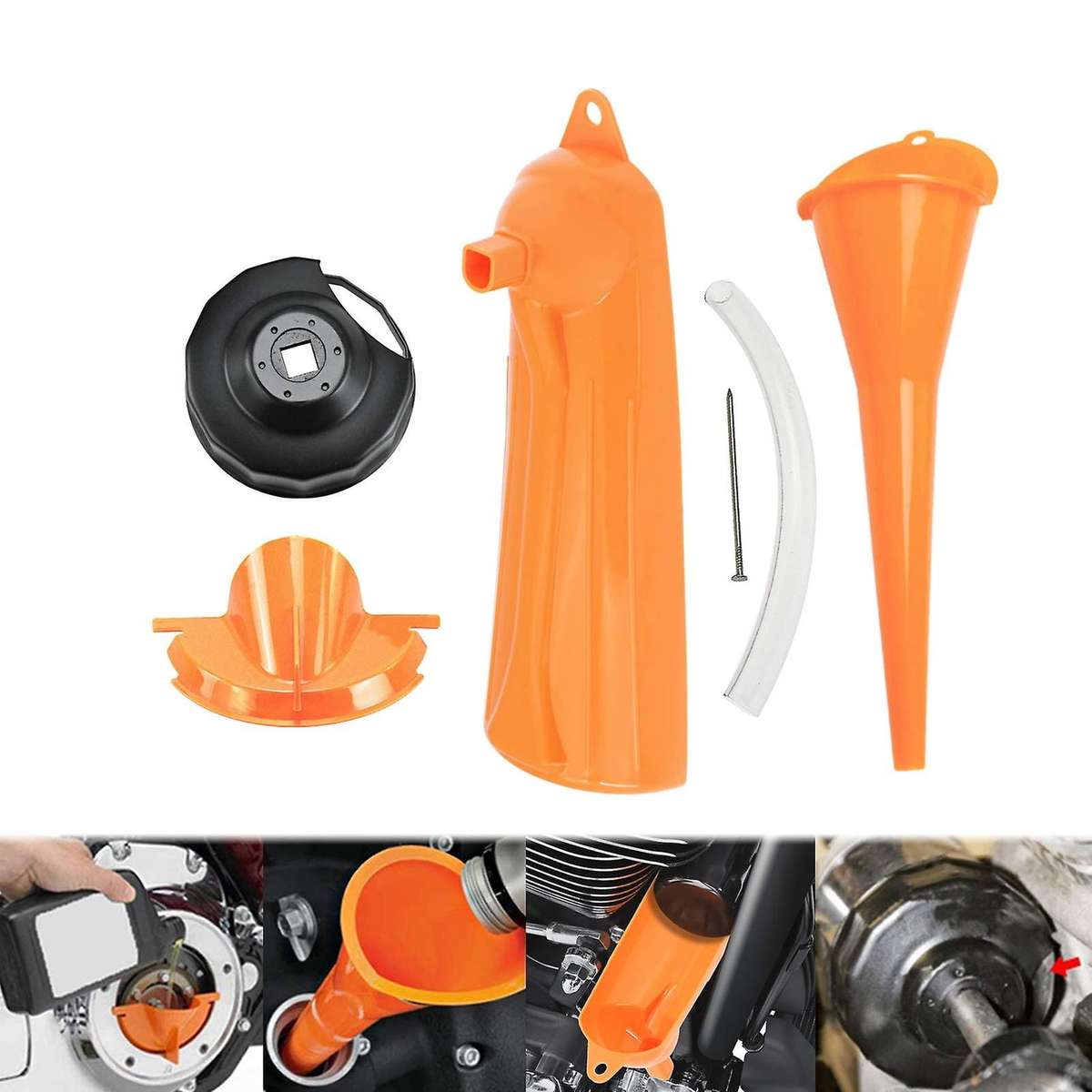 Motorcycle Filter Primary Oil Stuffing Funnel Waste Oil Diversion Kit