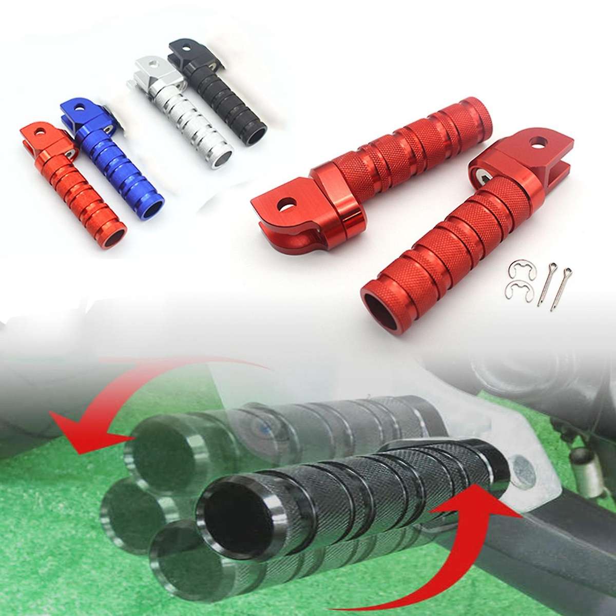 Motorcycle Front Foot Pegs Adjustable Footrest for CBR1000RR 600RR CBR500R CBR600F RVF750R(Silver)