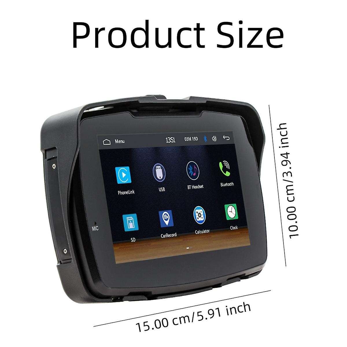 Motorcycle GPS Navigation IP65 Waterproof Wireless Carplay Android Auto Display 5 Inch Bluetooth Por