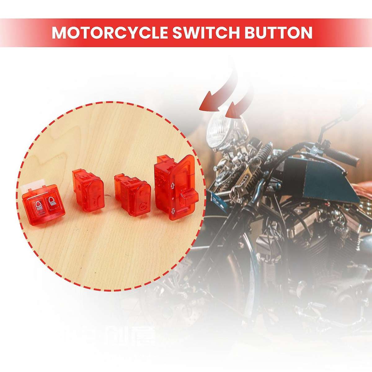 Motorcycle Horn Switch Button Turn Signal Switch Button Start Button for AF27 AF28 AF34 AF35 Red