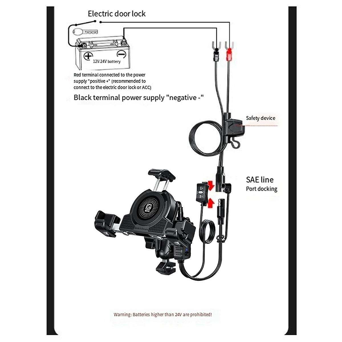 Motorcycle Phone Holder for Moto Stand Wireless Charger Support USB C Fast Charging Cell Phone Mount