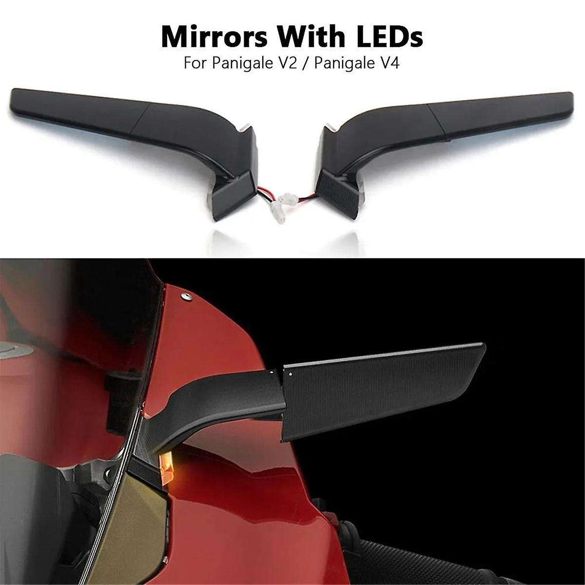 Motorcycle Rear Side Rearview Mirrors with LED Light for Panigale V4 2019-2022 PANIGALE V2 2020-202