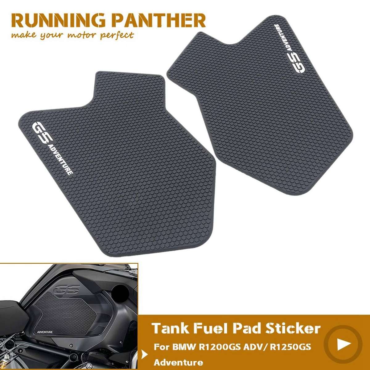 Motorcycle Rubber Side Fuel Tank Traction Pad Side Gas Knee Grip for - R1200GS R1250GS Adventure Adv