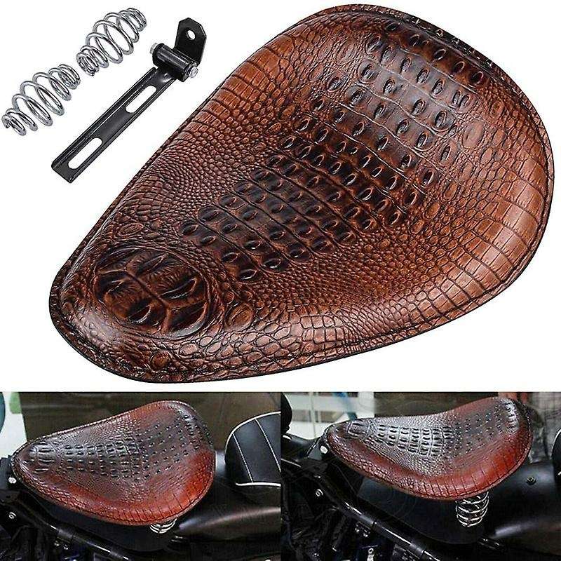 Motorcycle Solo Seat Springs Mounting Bracket Kit for XL 883 1200 Chopper Custom Brown-Crocodile