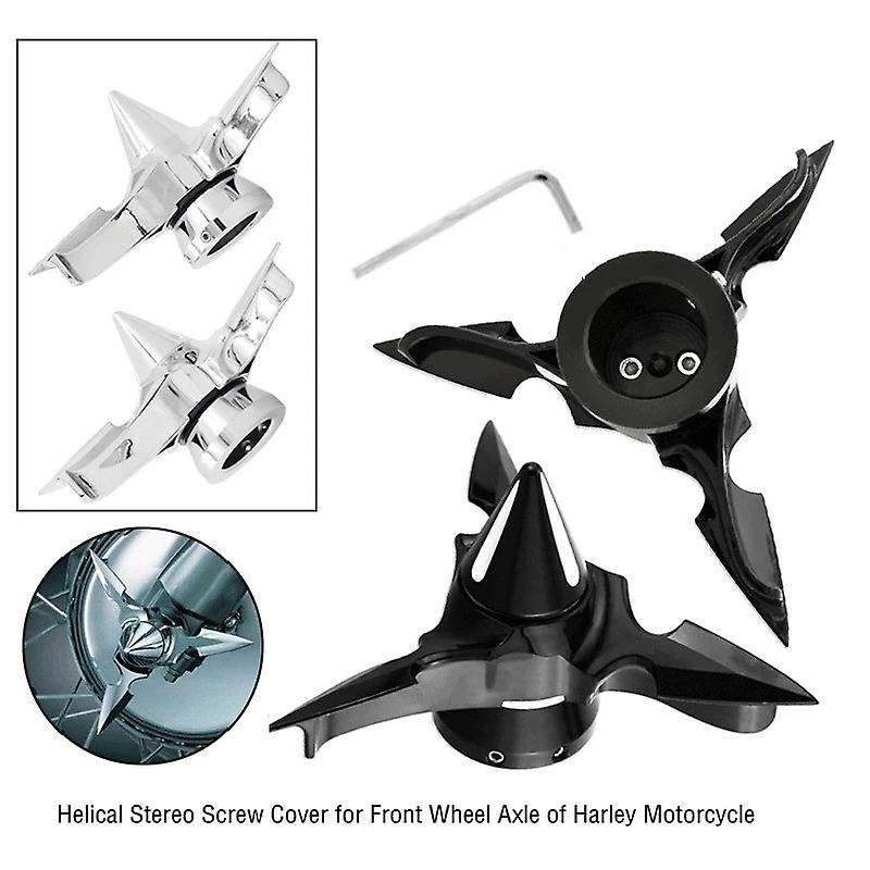 Motorcycle Spun Blade Spinning Front Axle Cap Nut Cover for XL883 XL1200 X48 Softail XL XG(Silver)