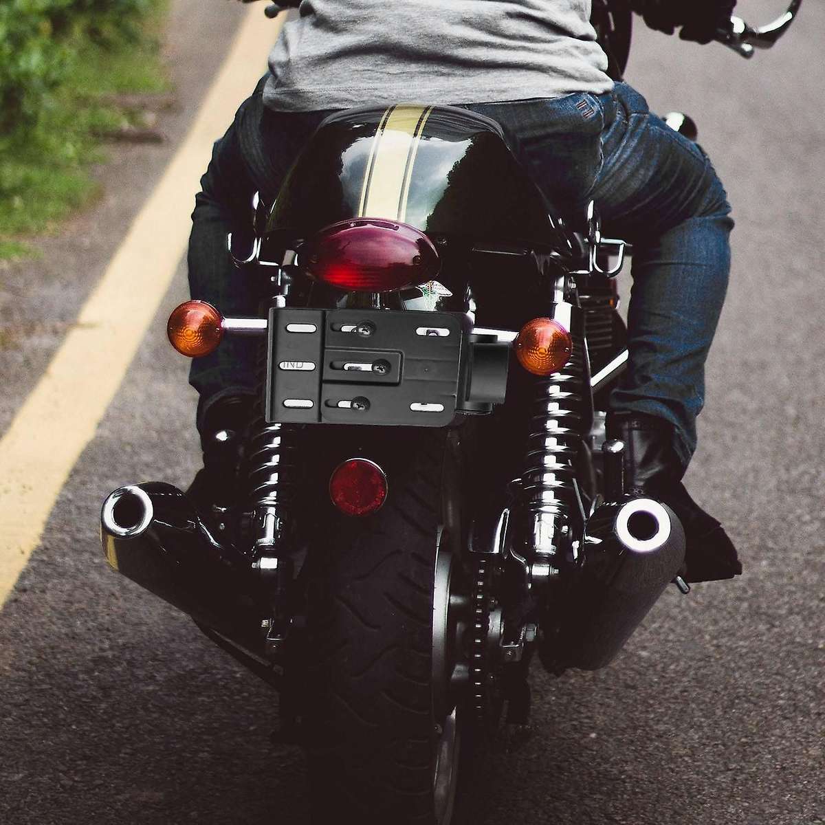 Motorcycle Telescopic Folding LED Light Side Mount License Plate Holder with LED Light for Fat Boy