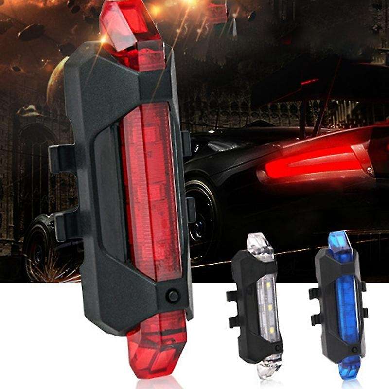 Mountain Bike USB Charging Tail Light 5 LED Waterproof Super Bright Charging Tail Light Warning Ligh