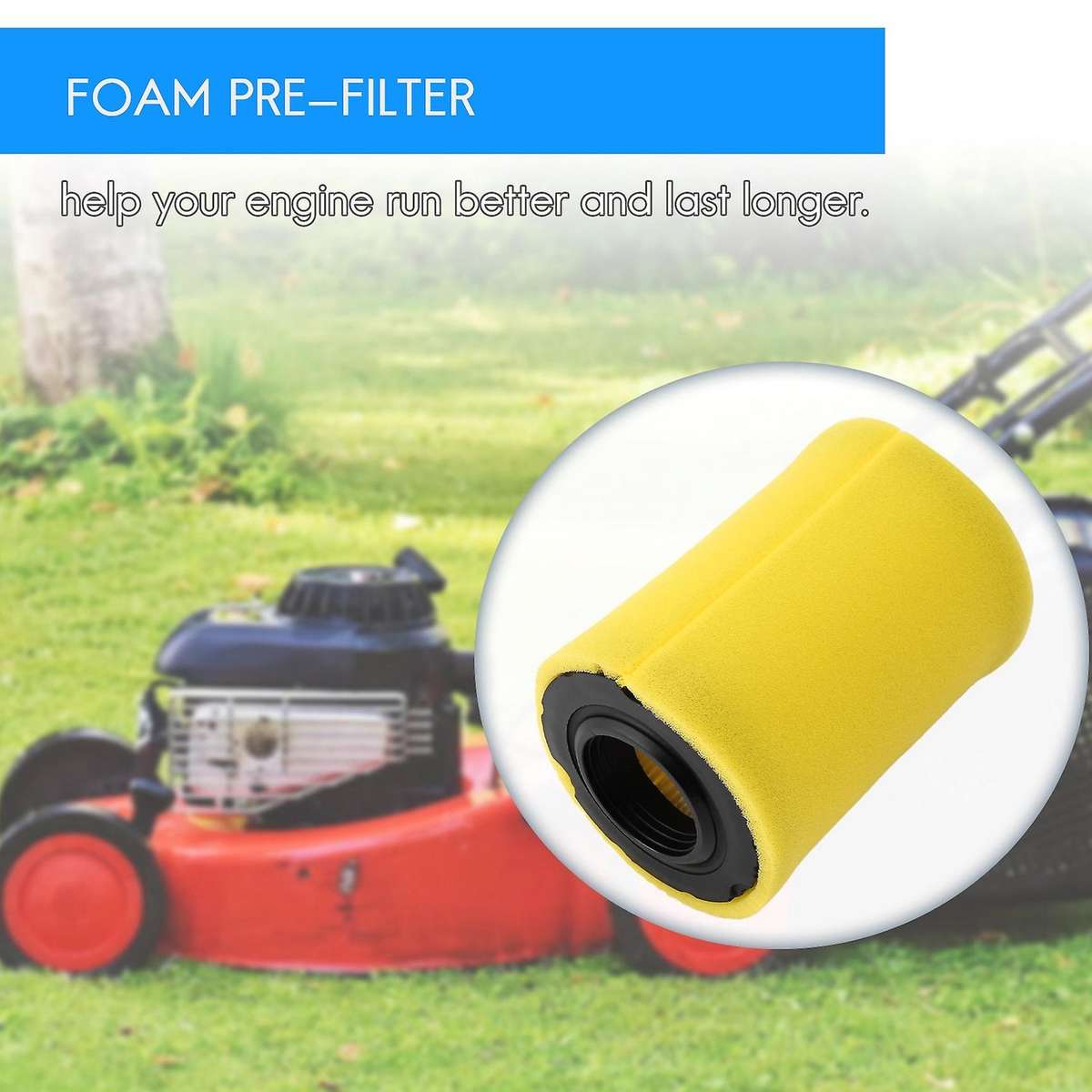 Mower Air Filters Replace for Stratton 796031 (591334 Or 594201) Plus 797704 Foam Pre-cleaner (pack