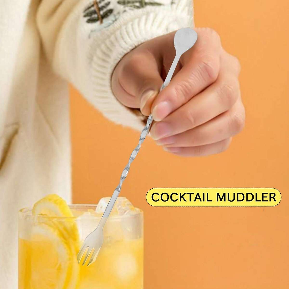 Muddler,5 Pcs Stainless Steel Accessory Set Mixing Spoon & Ice Tongs for Family Bar Tool Essential