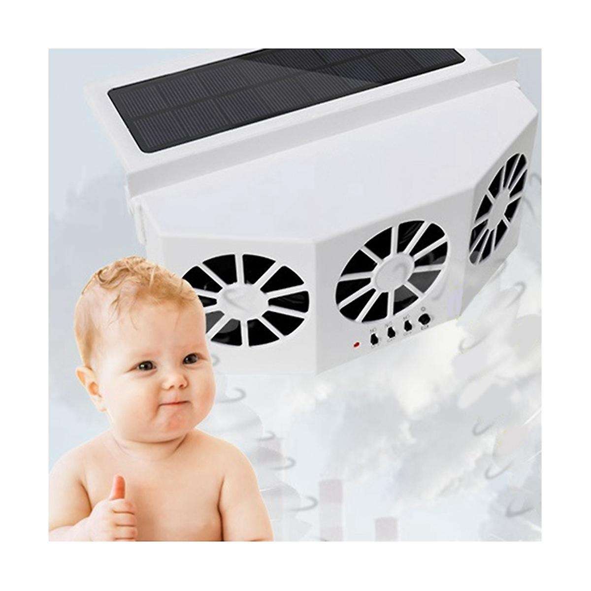 Multifunctional Car Ventilation Fan Car Fan Wireless Solar Charging Fan Portable Compact Radiator,bl