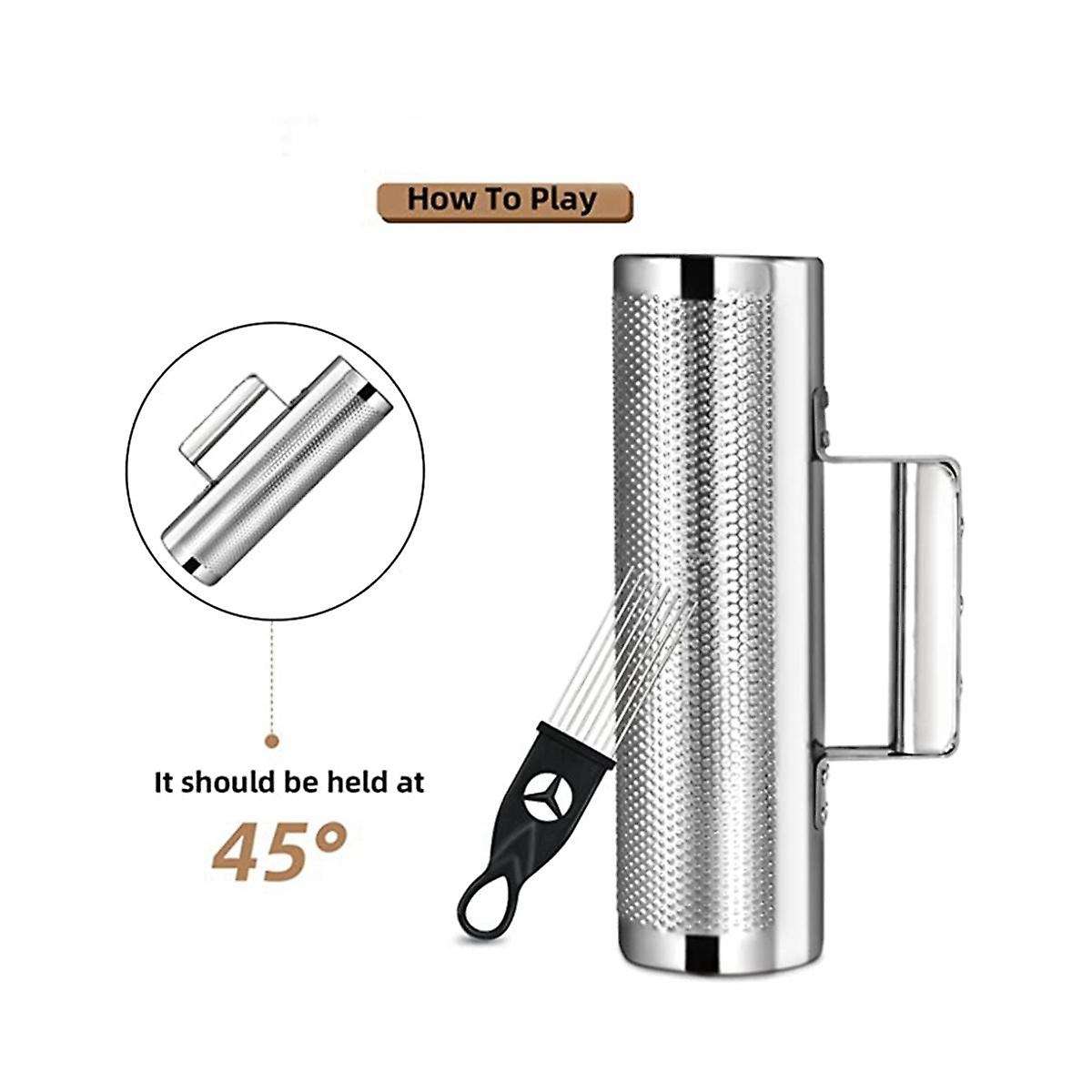 Musical Instrument Stainless Steel 30.48x10.16cm Percussion Instrument with Scraper Metal Shaker Cu
