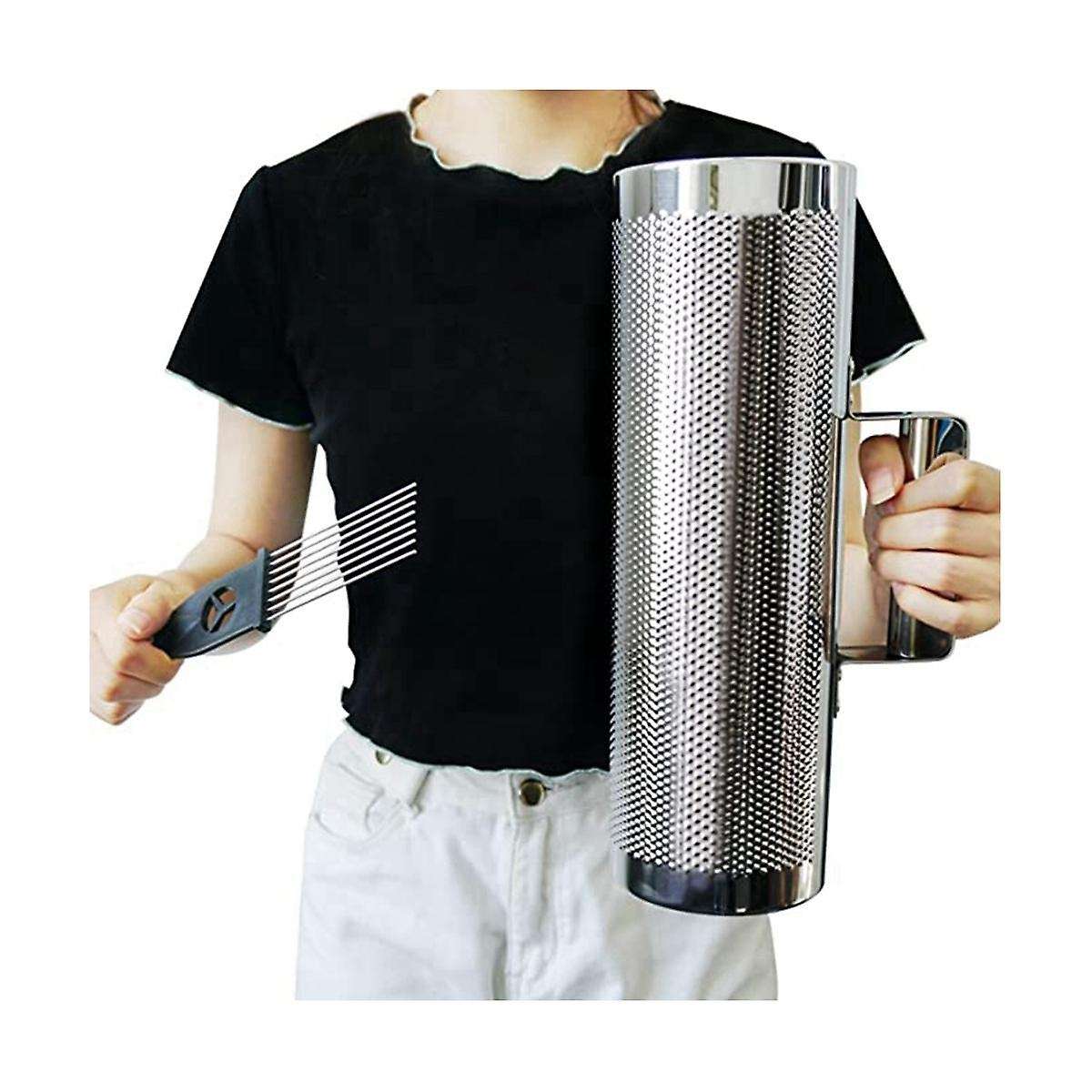 Musical Instrument Stainless Steel 30.48x10.16cm Percussion Instrument with Scraper Metal Shaker Cu