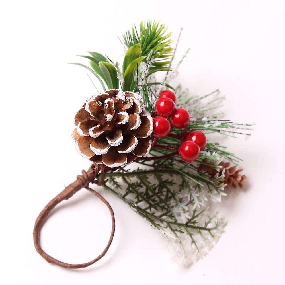 Napkin Rings Set of 6 Pine Needle Berries Christmas Napkin Rings