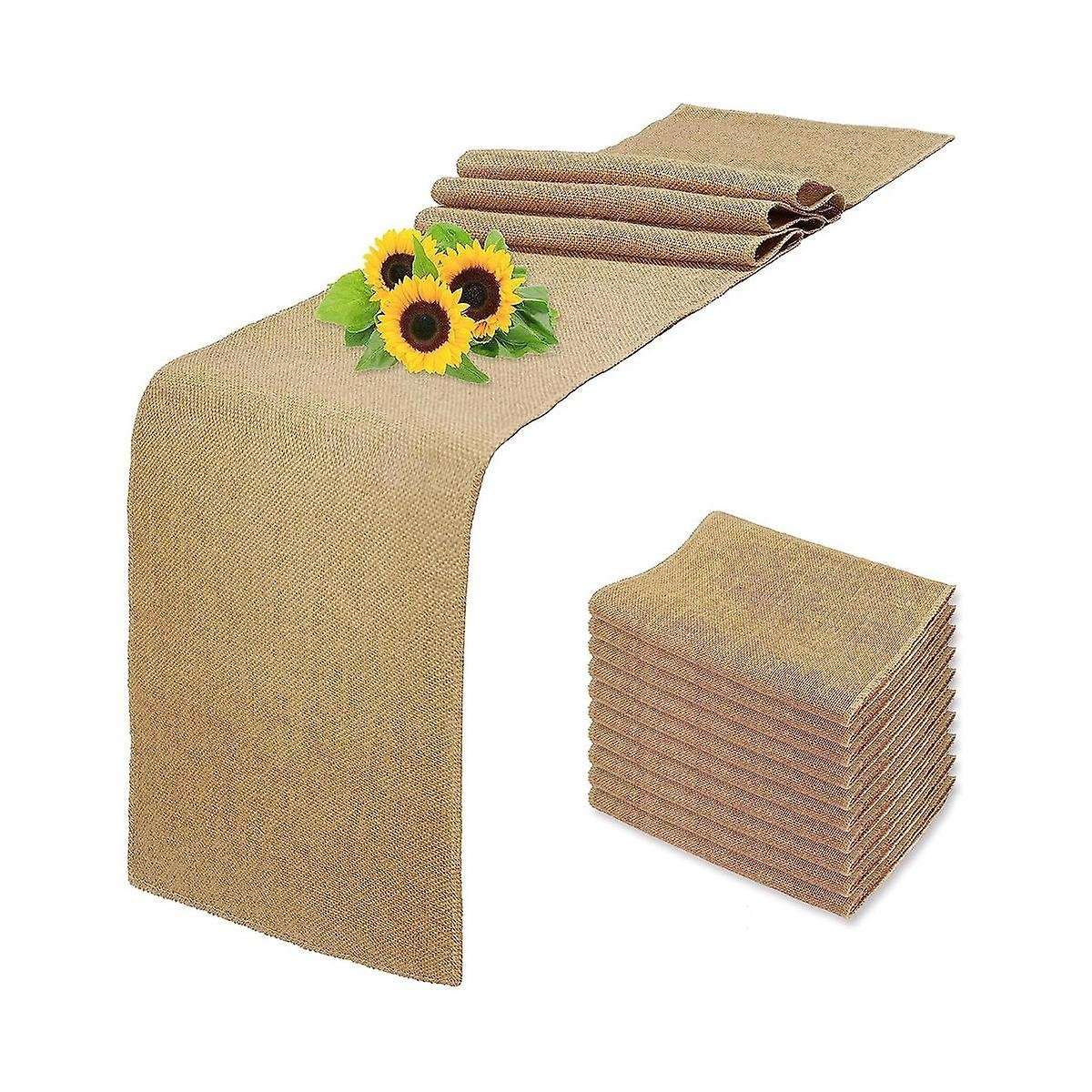 Natural Burlap Tablecloth, 12 X 72 Inch Rustic Tablecloth and Placemat Bulk, Farmhouse Style Party,