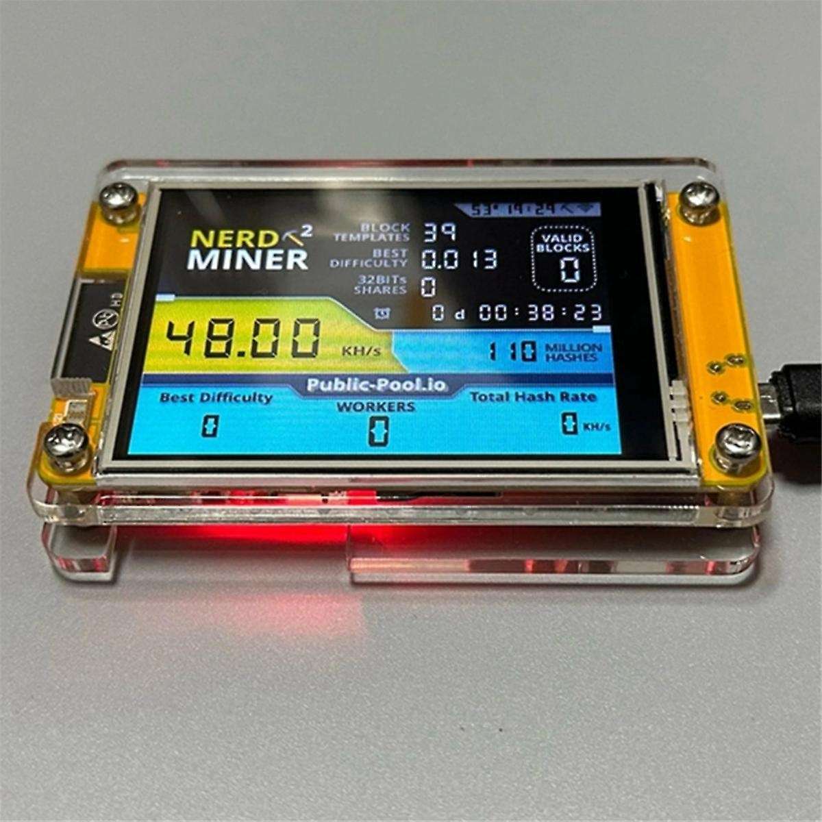 NerdMiner V2 2.8 Inch Display BTC Solo Lottery Nerd Miner 56KH/S Crypto Solo Mining Machine