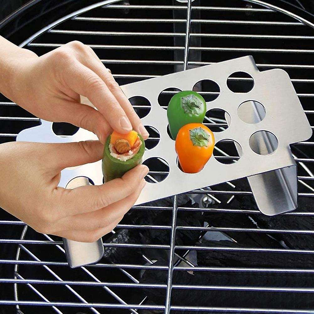 New 18 Hole Jalapeno Grill Rack & Pepper Corer Tool,Stainless Steel Drumstick Chicken Roaster for BB