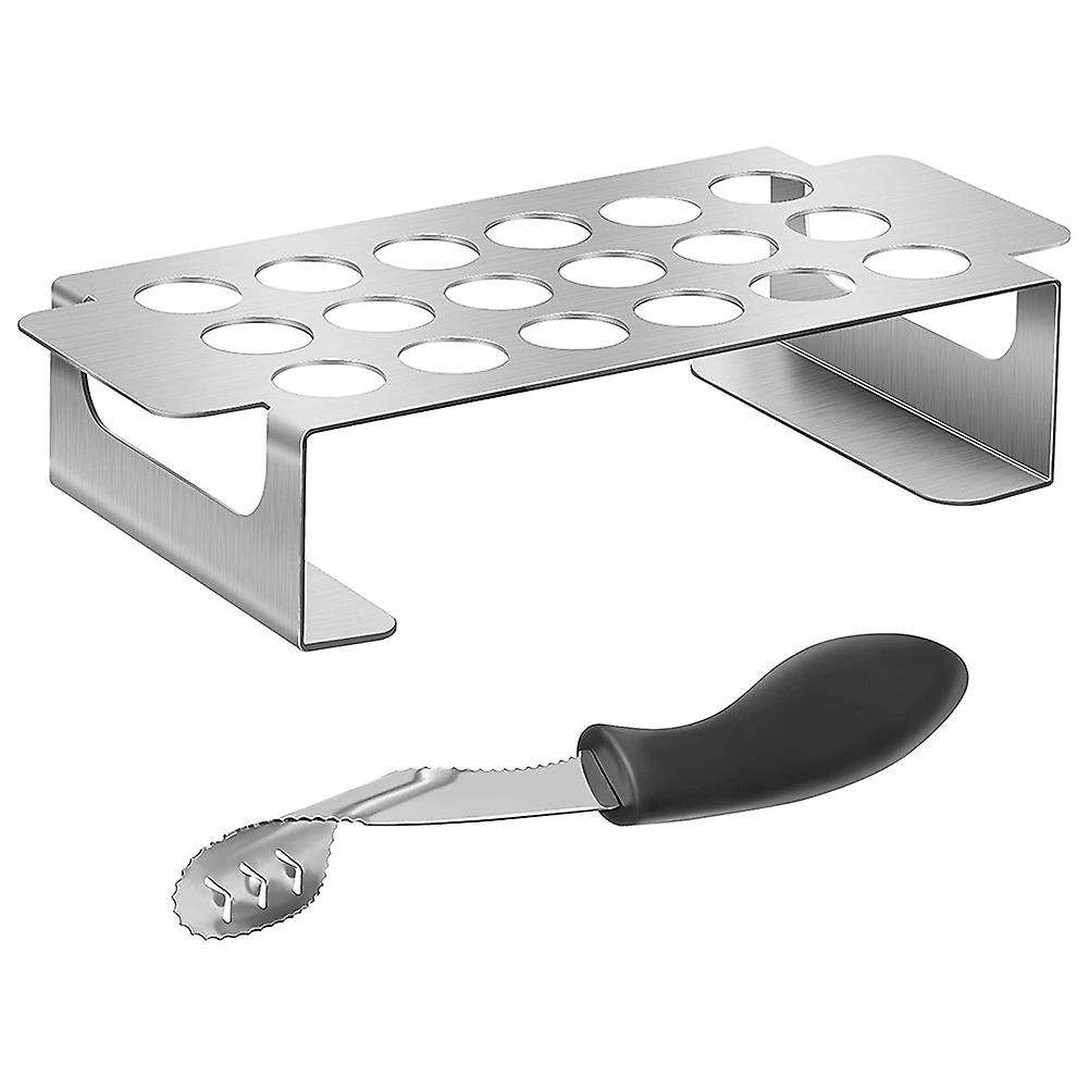 New 18 Hole Jalapeno Grill Rack & Pepper Corer Tool,Stainless Steel Drumstick Chicken Roaster for BB