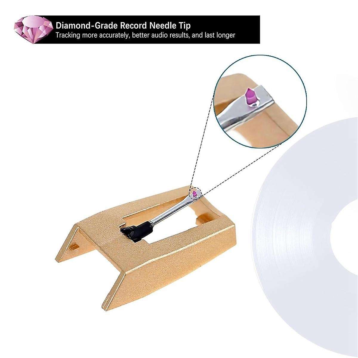 New 5-Pack Diamond Record Needle Replacement, Vinyl Record Needle with Needle Cleaning Brush Kit