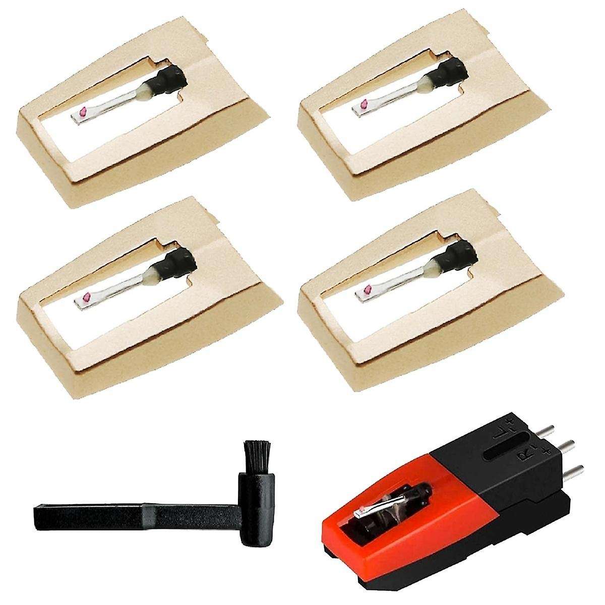 New 5-Pack Diamond Record Needle Replacement, Vinyl Record Needle with Needle Cleaning Brush Kit