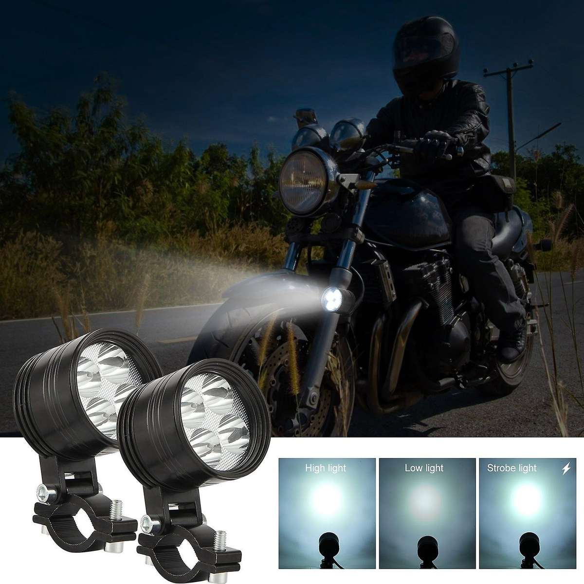 New Motorcycle Fog Lights for All Mountain Bikes, ATVs, Motorcycles LED Driving Lamp, 4 Lamp Beads