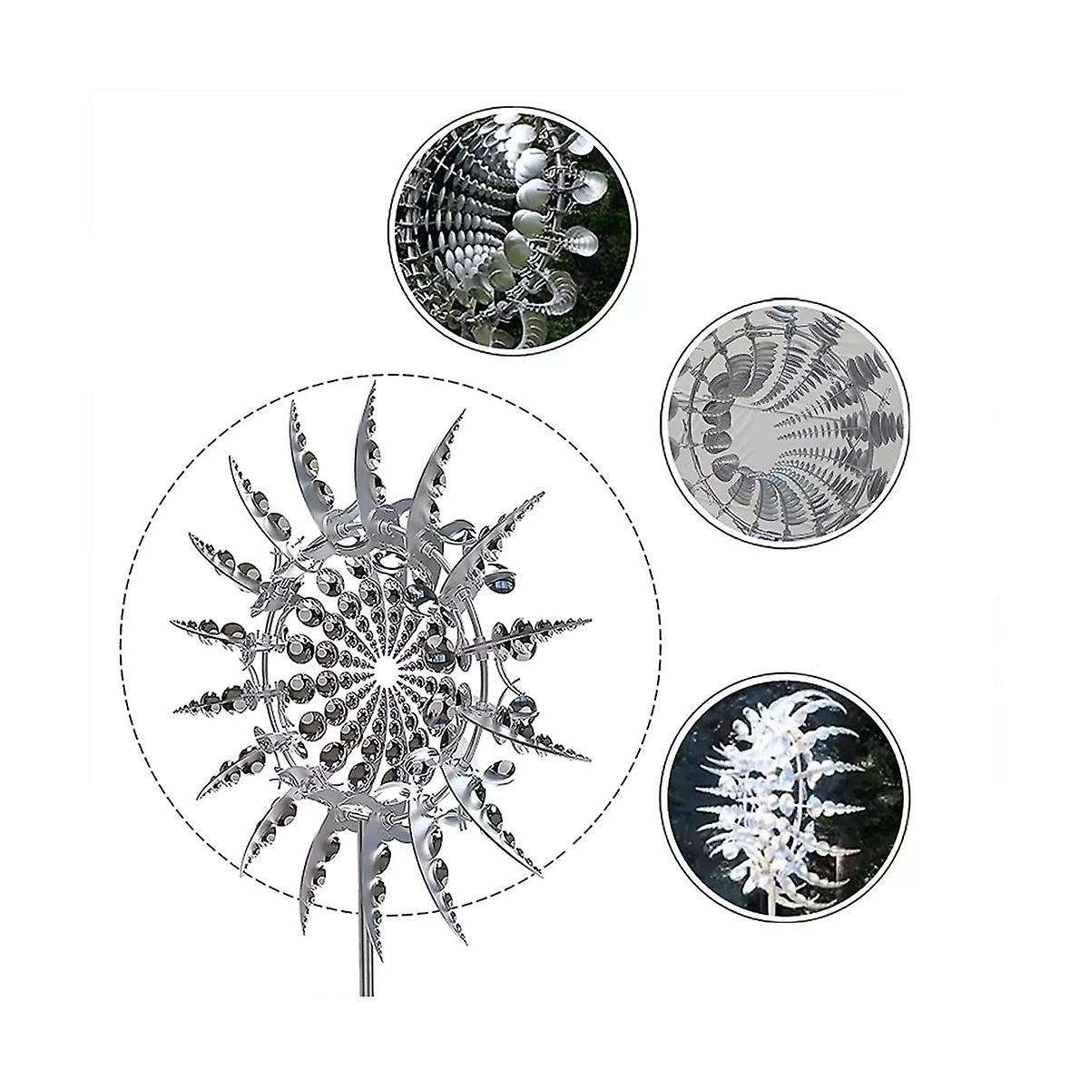 New Unique and Magical Metal Windmill 3d Wind Powered Kinetic Sculpture Lawn Metal Wind Solar Spinne
