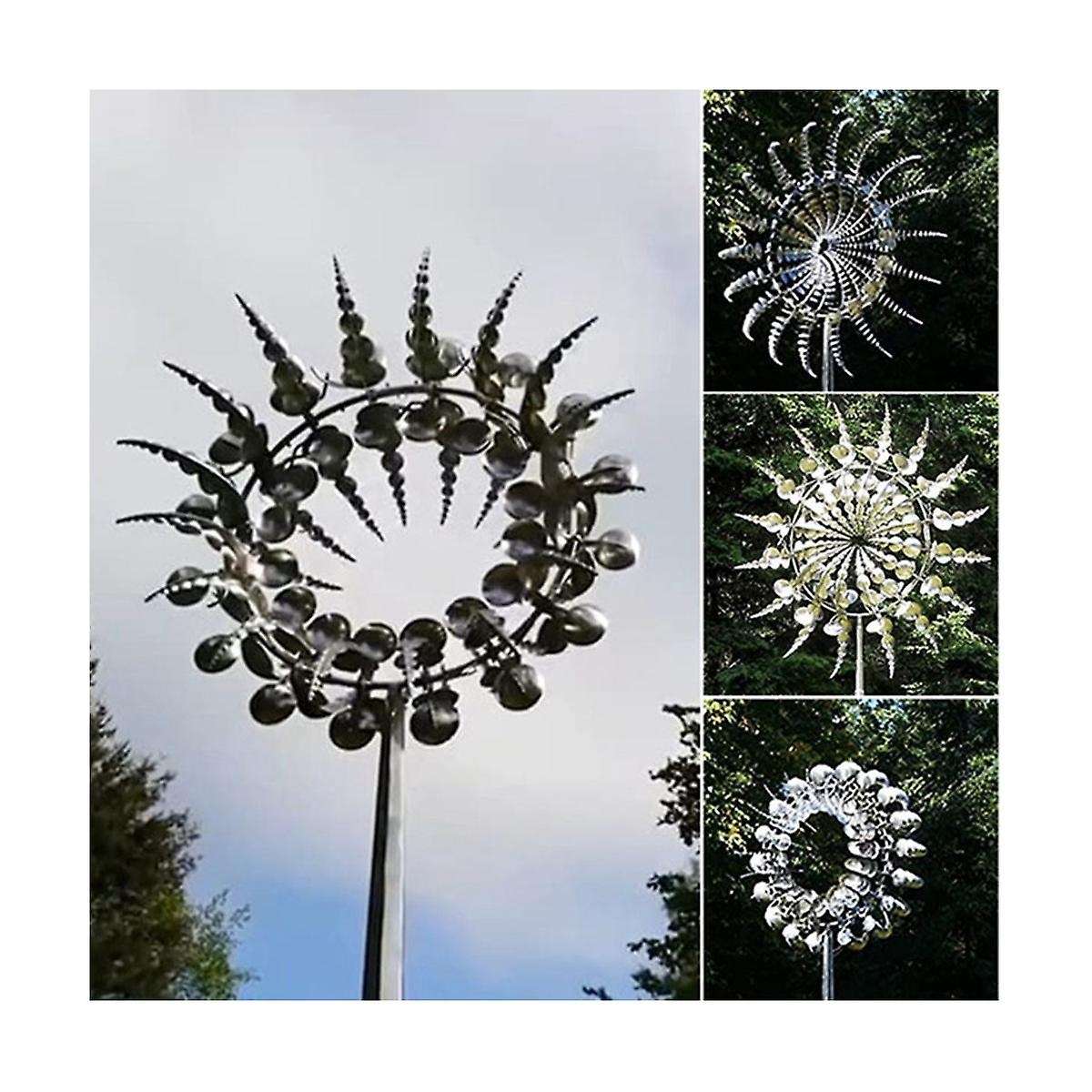 New Unique and Magical Metal Windmill 3d Wind Powered Kinetic Sculpture Lawn Metal Wind Solar Spinne