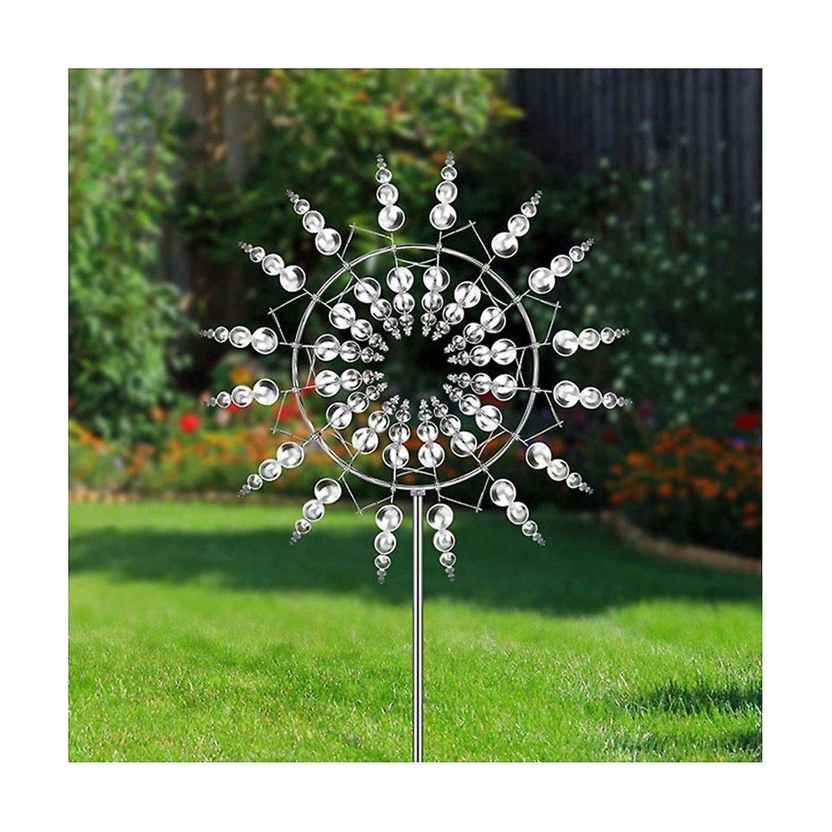 New Unique and Magical Metal Windmill 3d Wind Powered Kinetic Sculpture Lawn Metal Wind Solar Spinne