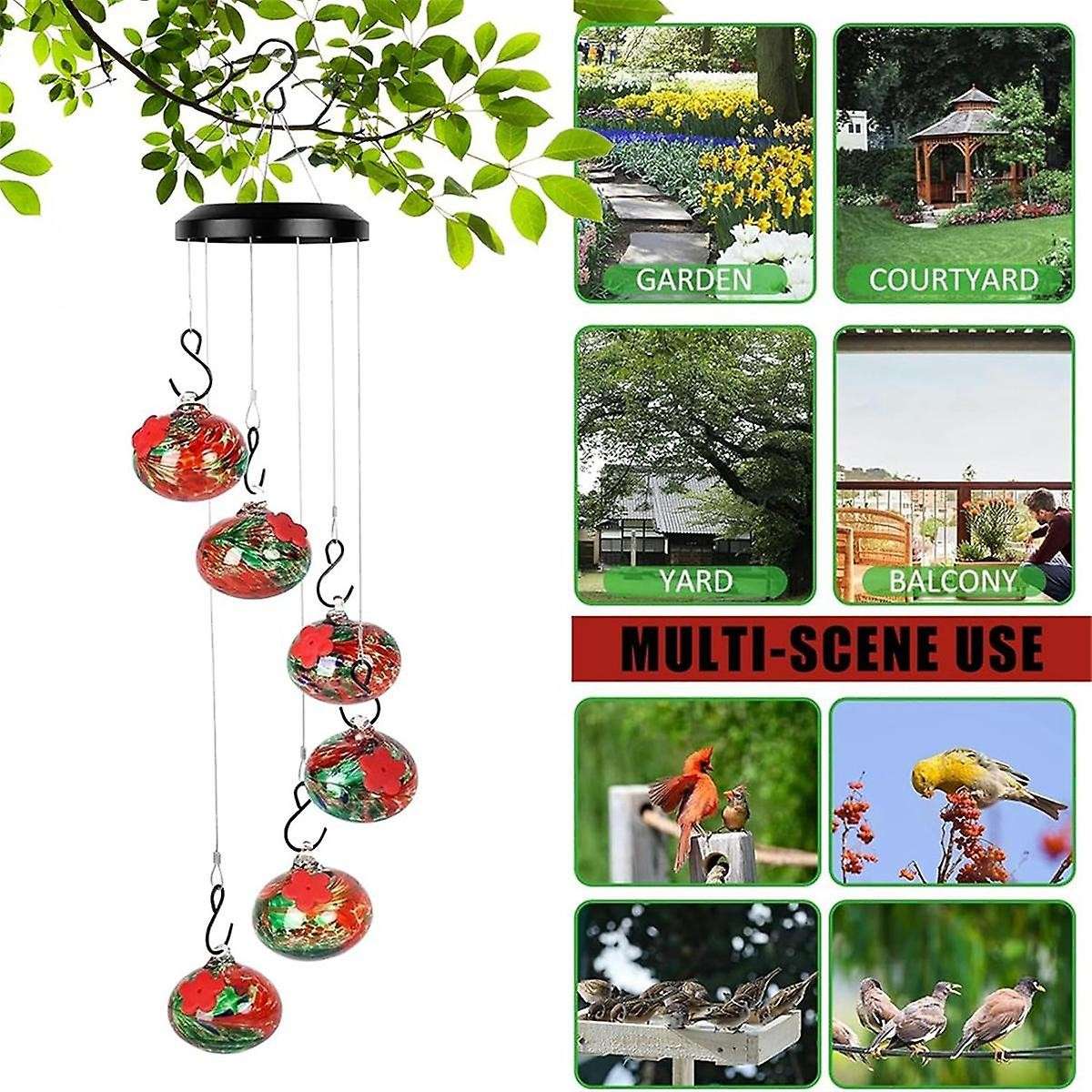 New Wind Chime Bird Feeder Garden Decor Outdoor, Bird Feeder with Hanging and Window Connection