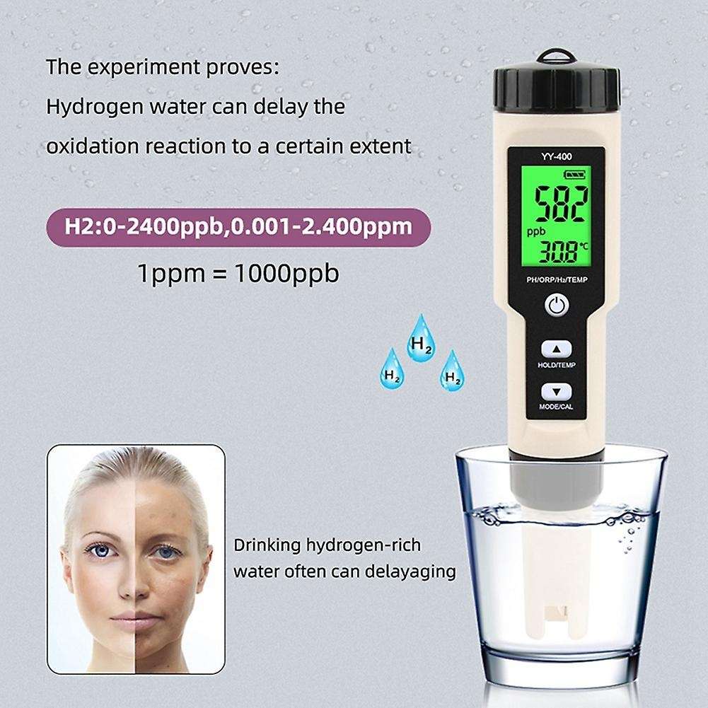 New Yy-400 Hydrogen Ion Concentration Water Quality Test Pen Ph/orp/h2 and Tem 4 In 1 Digital Drinki