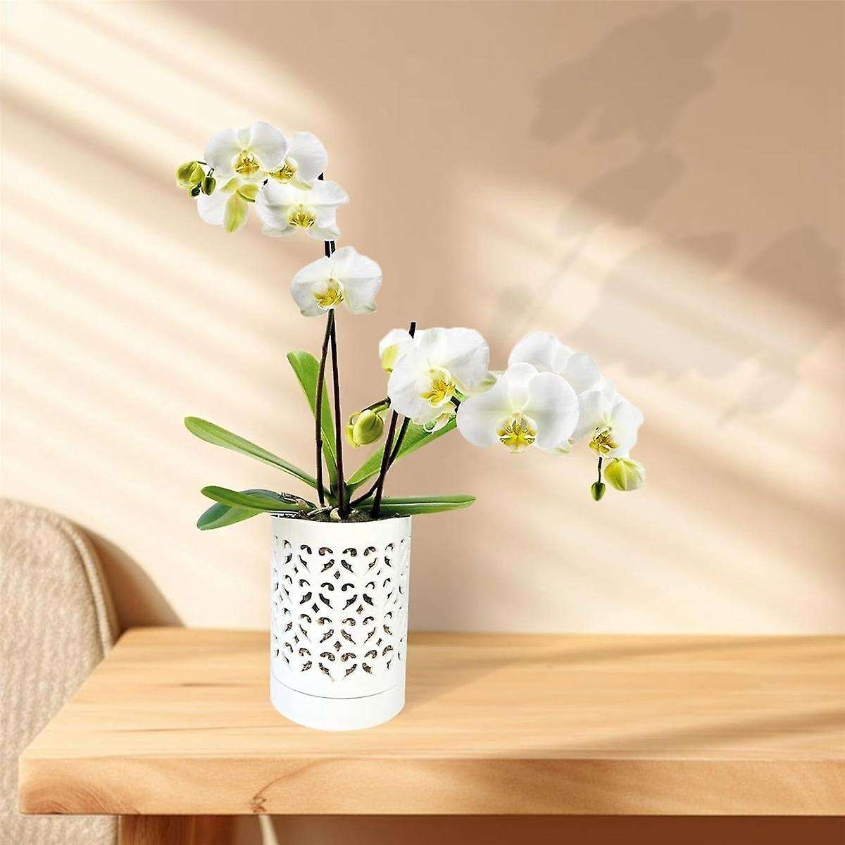 Orchid Pots with Holes,4 Inch Ceramic Orchid Pot for Repotting, Flower Planter Pot Indoor Outdoor