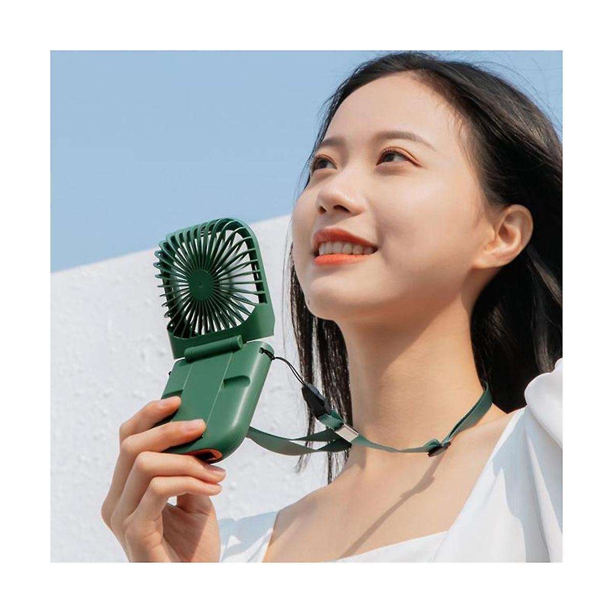 Outdoor Folding Fan Mini Portable Neck Fan Charging Treasure Two-in-one Handheld Small Electric Fan