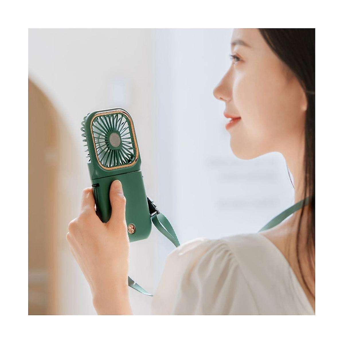 Outdoor Folding Fan Mini Portable Neck Fan Charging Treasure Two-in-one Handheld Small Electric Fan
