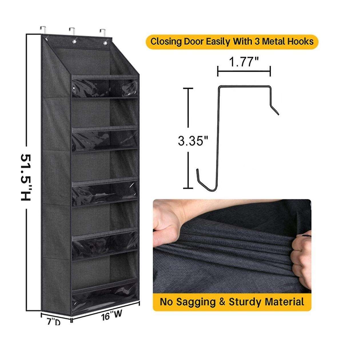 Over Door Hat Racks for Baseball Caps, Clear Deep Pockets Hat Organizer for Closet Or Wall with 3 Ho