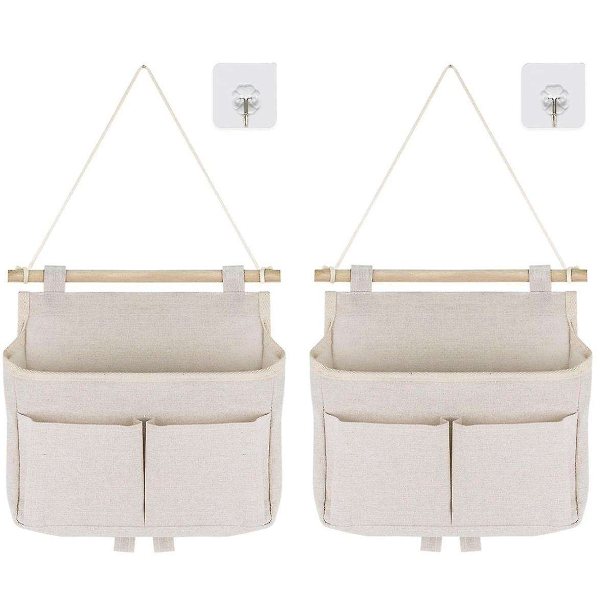 Pack of 2 Hanging Storage Bags, High Capacity Assembly, 3 Compartments with Sticky Hooks, Hanging O
