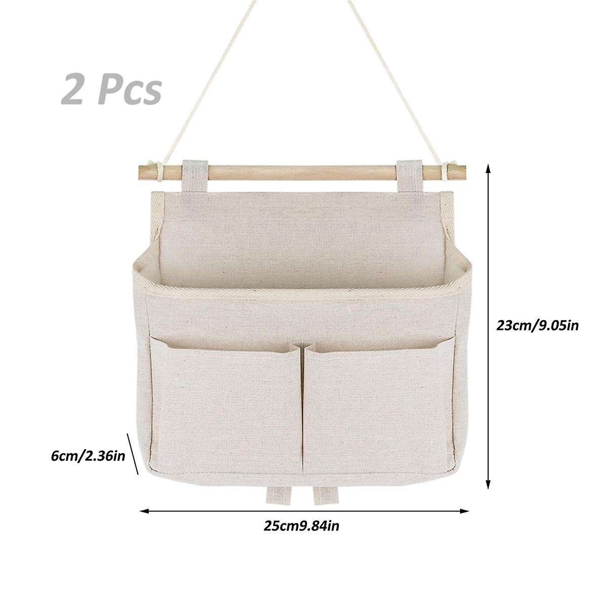 Pack of 2 Hanging Storage Bags, High Capacity Assembly, 3 Compartments with Sticky Hooks, Hanging O