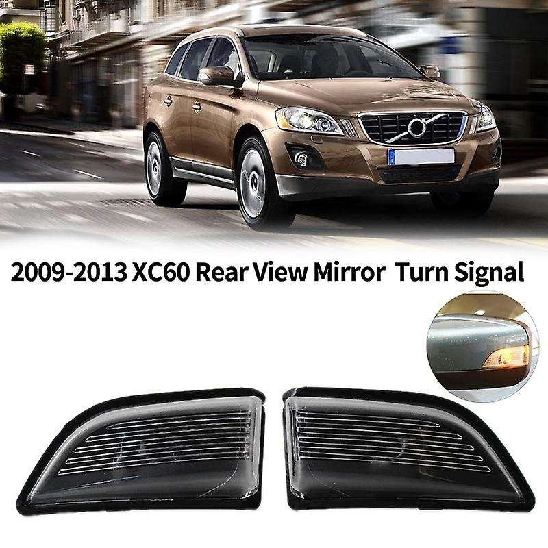 Pair Car Rear View Mirror Turn Signal Side Mirror Light Indicator Cover for XC60 2009-2013 Smoke