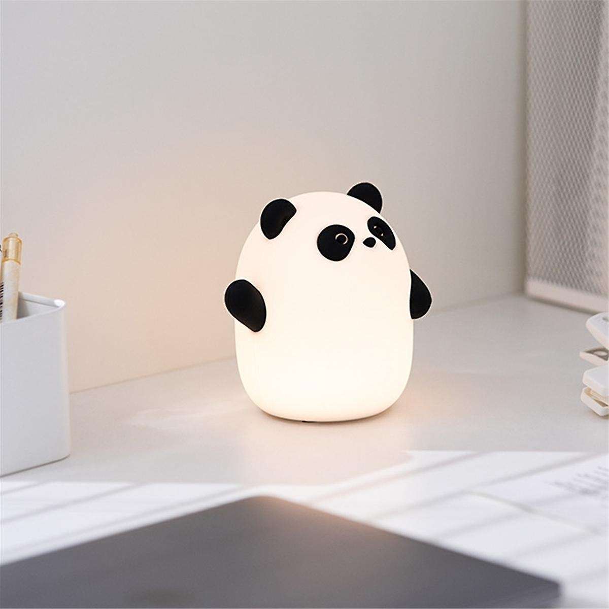 Panda Night Light, Cute Squishy Dimmable Touch Animal Lamp, 3 Level LED Food Grade Silicone Light fo