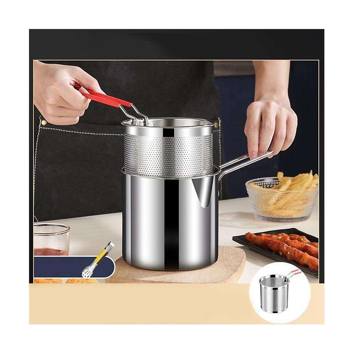 Pasta Spoon Deep Fry Basket Oil Residue Filtration Mesh Colander for Vegetable French Chips Onion Ri