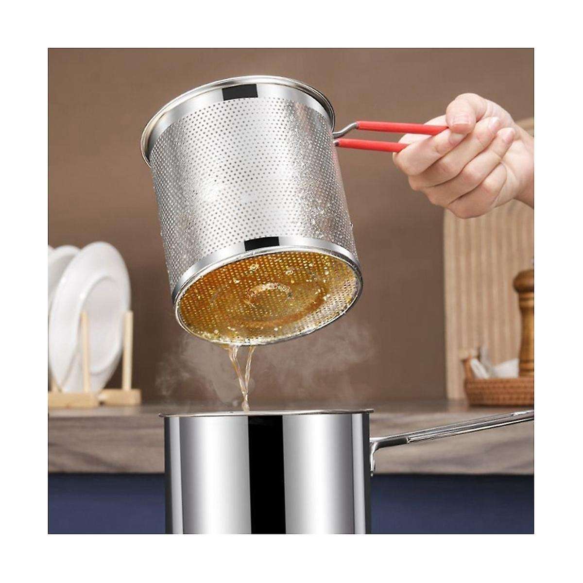 Pasta Spoon Deep Fry Basket Oil Residue Filtration Mesh Colander for Vegetable French Chips Onion Ri