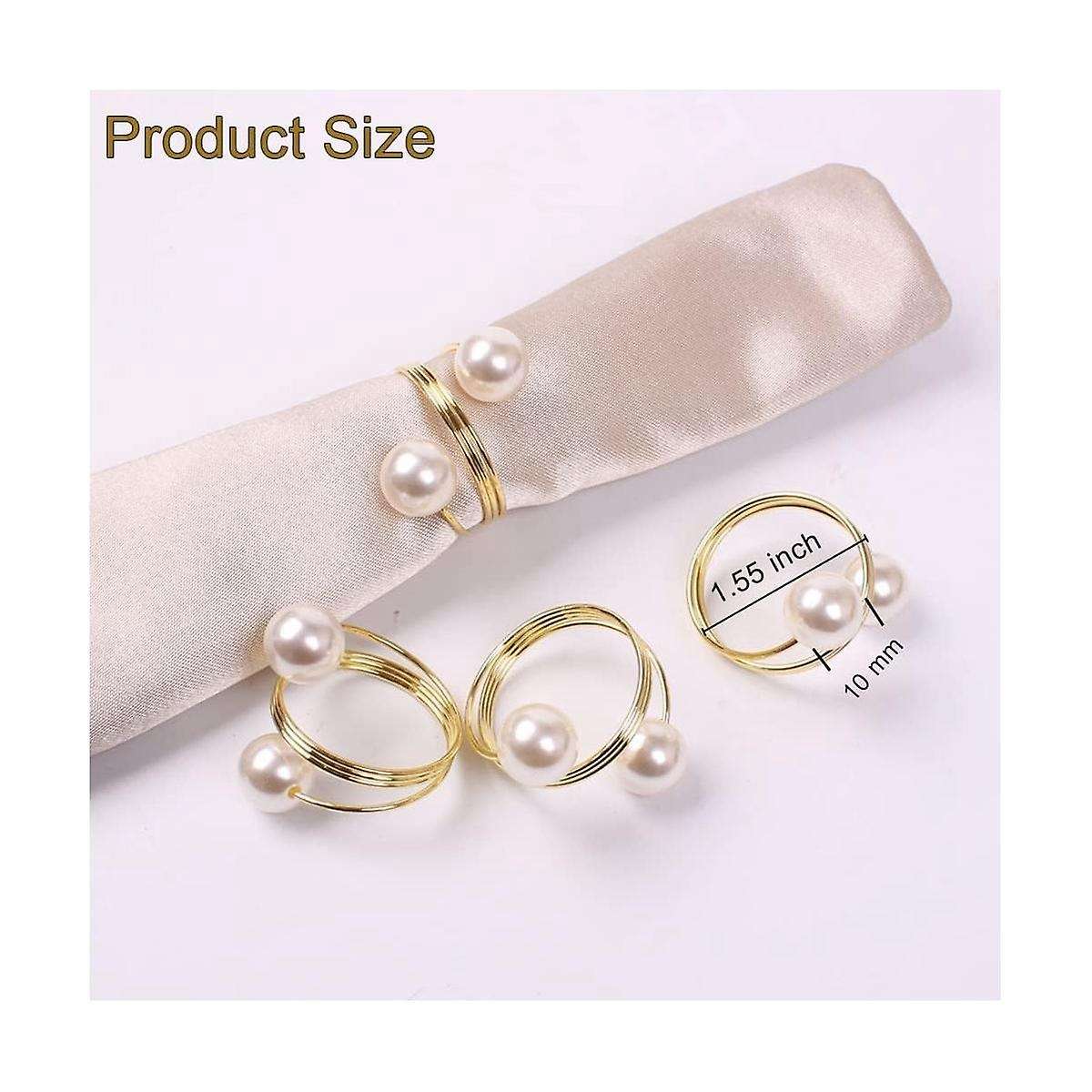 Pearl Napkin Rings 12, Gold Napkin Rings Holder Pearl Napkin Holder Easter Serviette Ring Buckle,fa