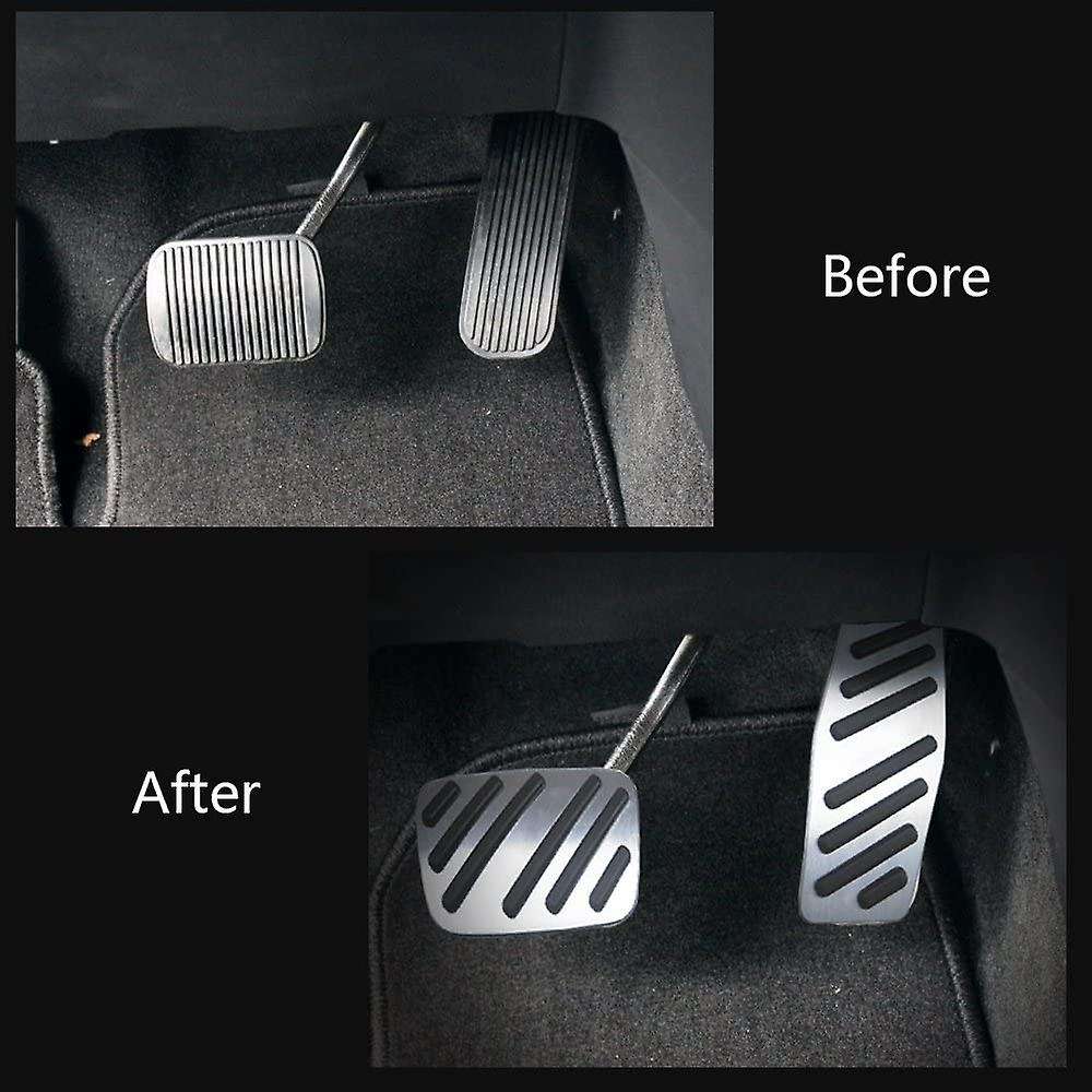 Pedal Covers for Car Gas Brake Pedal Pads No Drill Anti-Slip with Rubbers Aluminum Replacement Autom