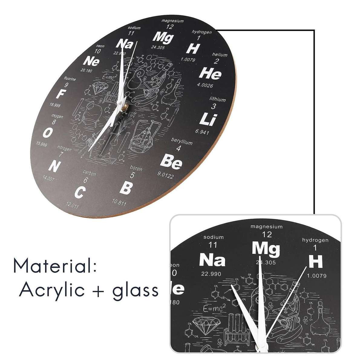 Periodic Table of Wall Art Chemical Symbols Wall Clock Educational ElementaL Display Classroom Cloc